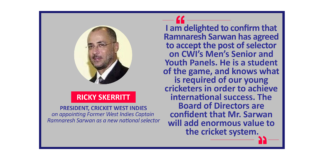 Ricky Skerritt, President, Cricket West Indies on appointing Former West Indies Captain Ramnaresh Sarwan as a new national selector
