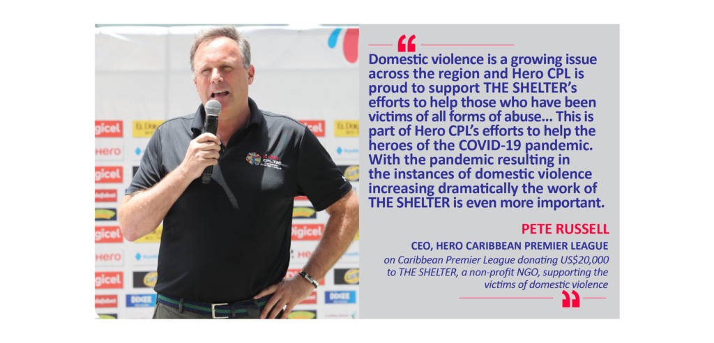 Pete Russell, CEO, Hero Caribbean Premier League on Caribbean Premier League donating US$20,000 to THE SHELTER, a non-profit NGO, supporting the victims of domestic violence
