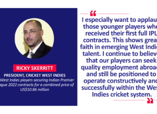 Ricky Skerritt, President, Cricket West Indies on West Indies players securing Indian Premier League 2022 contracts for a combined price of US$10.86 million