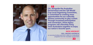 Nick Hockley, CEO, Cricket Australia on securing funding worth $4.4 million for multicultural programs from the Australian Government