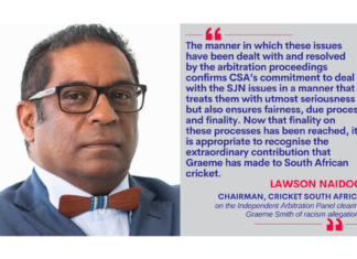 Lawson Naidoo, Chairman, Cricket South Africa on the Independent Arbitration Panel clearing Graeme Smith of racism allegations