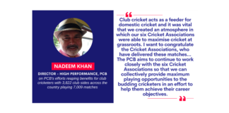 Nadeem Khan, Director - High Performance, PCB on PCB's efforts reaping benefits for club cricketers with 3,822 club sides across the country playing 7,009 matches