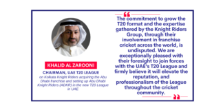 Khalid Al Zarooni, Chairman, UAE T20 League on Kolkata Knight Riders acquiring the Abu Dhabi franchise and setting up Abu Dhabi Knight Riders (ADKR) in the new T20 League in UAE
