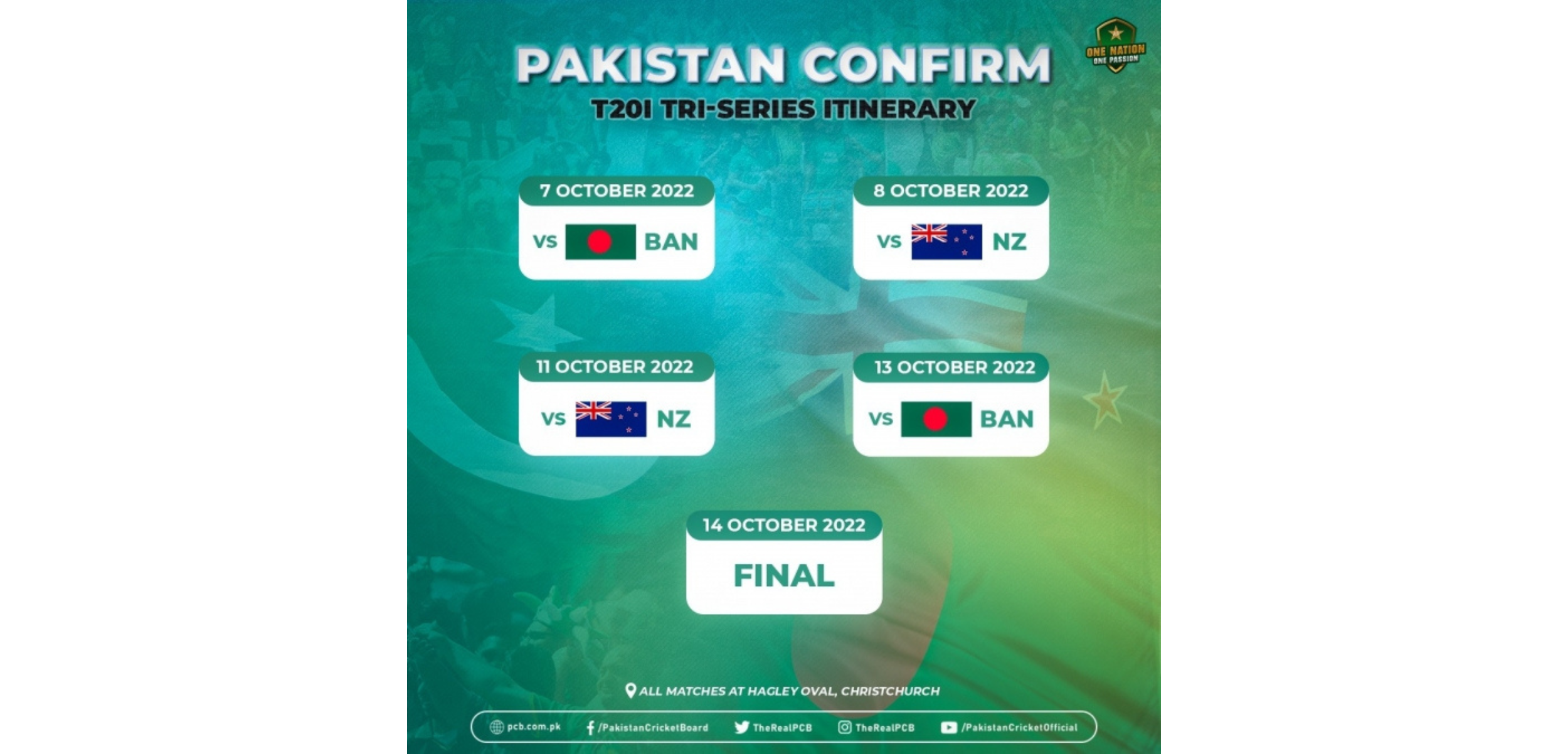 PCB: Pakistan to play Bangladesh in T20I tri-series opener on 7 October