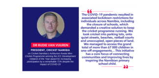 Dr Rudie van Vuuren, President, Cricket Namibia on Cricket Namibia’s Ashburton Kwata Mini-Cricket Programme winning the ICC Development Initiative of the Year award for increasing participation by a remarkable 71% despite the impact of COVID-19