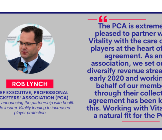 Rob Lynch, Chief Executive, Professional Cricketers' Association (PCA) on PCA announcing the partnership with health and life insurer Vitality leading to increased player protection