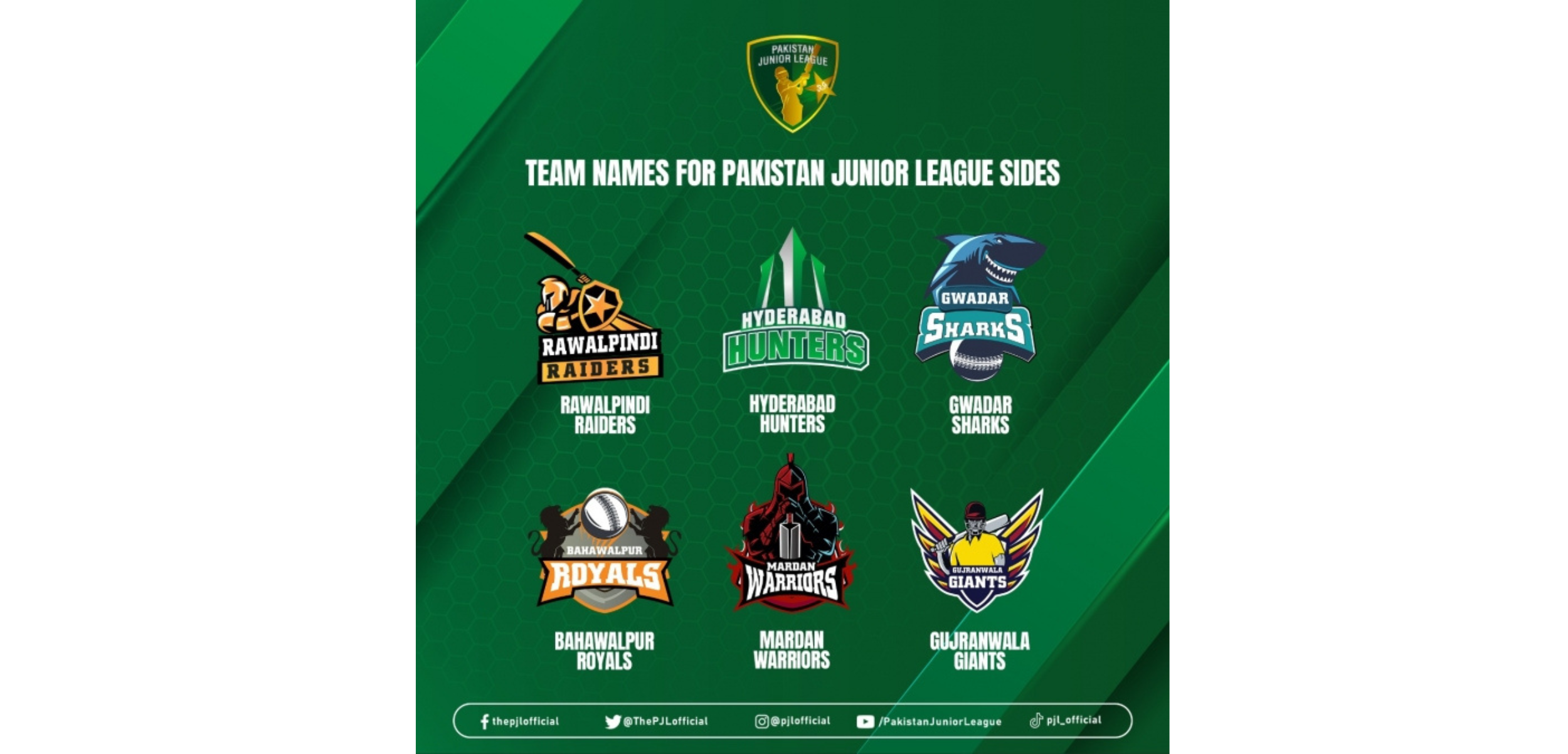 PCB: Pakistan Junior League team names unveiled