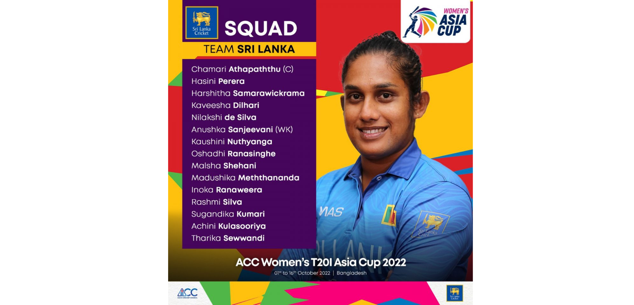 SLC: Sri Lanka Women’s T20I squad for Asia Cup 2022