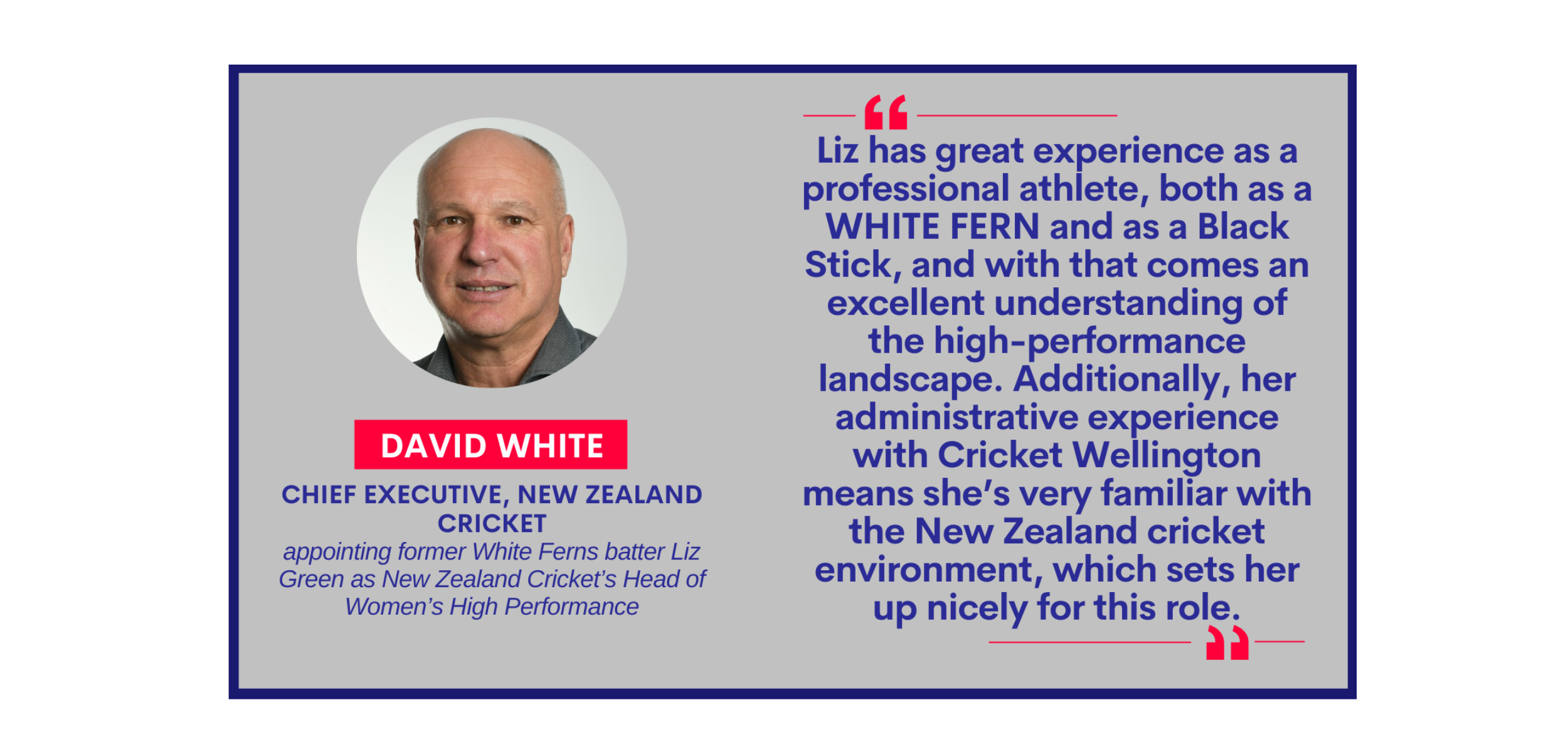 David White, Chief Executive, New Zealand Cricket on November 2, 2022