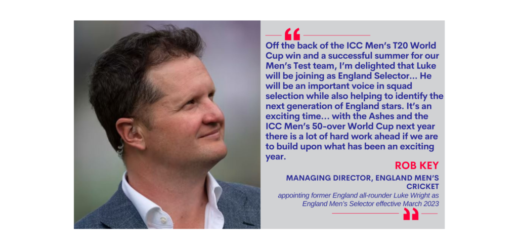 Rob Key, Managing Director, England Men’s Cricket on November 23, 2022