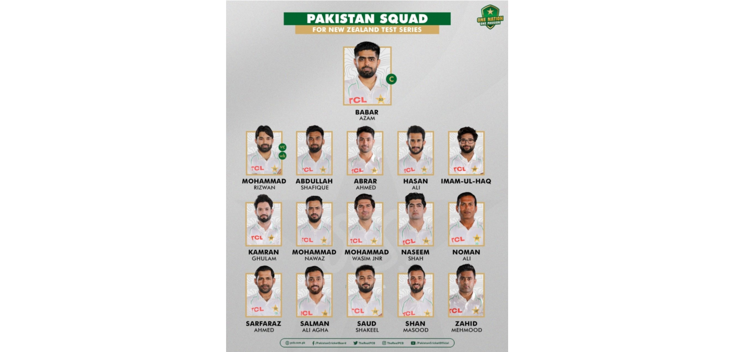 PCB: Pakistan name squad for New Zealand Tests