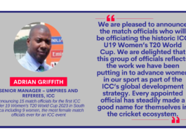 Adrian Griffith, Senior Manager – Umpires and Referees, ICC on January 6, 2023