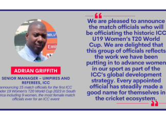 Adrian Griffith, Senior Manager – Umpires and Referees, ICC on January 6, 2023
