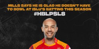 Islamabad United: Mills says he is glad he doesn’t have to bowl at ISLU’s batting this season
