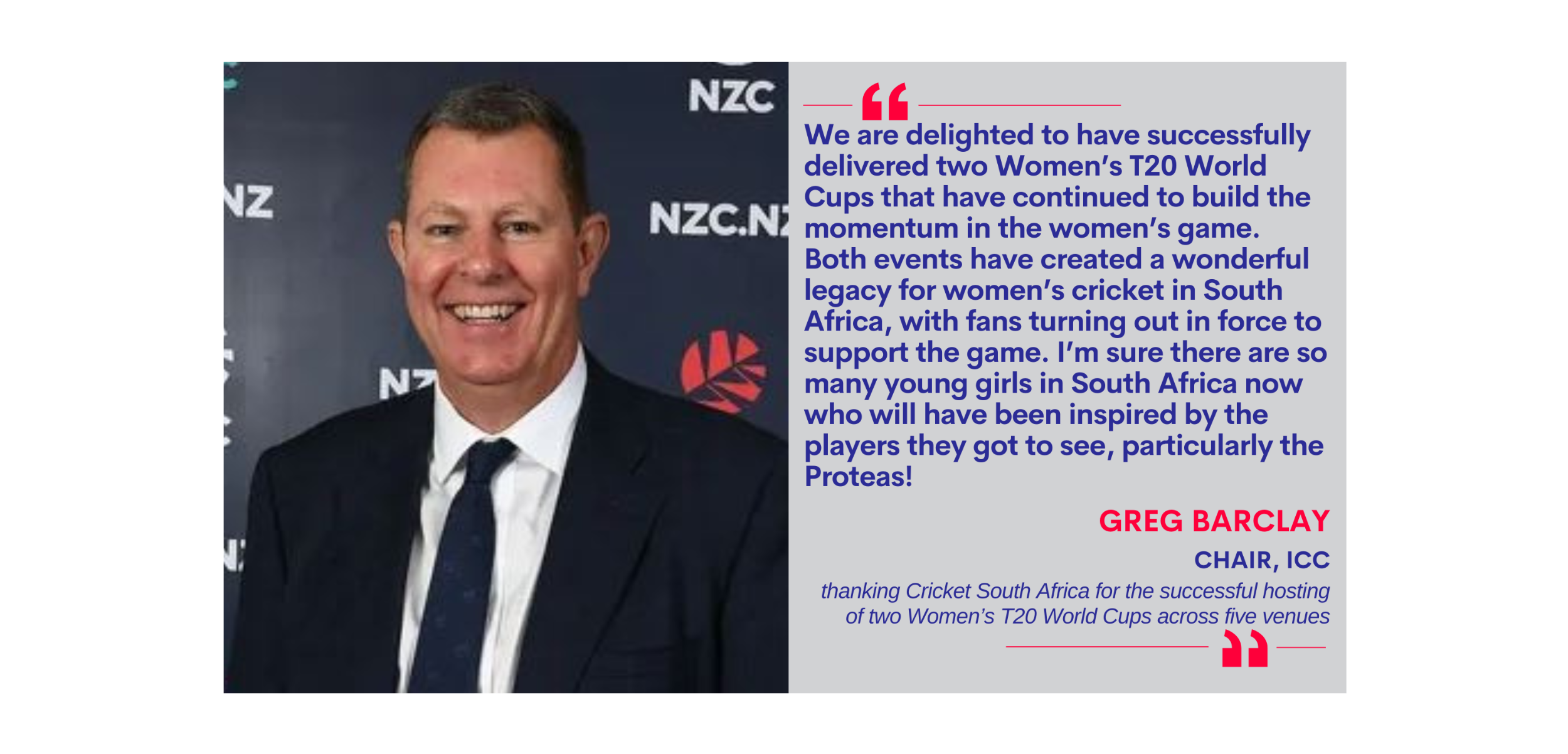 Greg Barclay, Chair, ICC on March 5, 2023