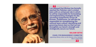 Najam Sethi, Chair, PCB Management Committee on April 21, 2023