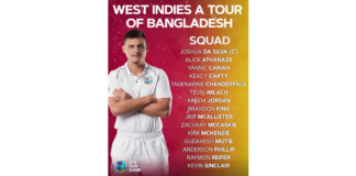 CWI: Da Silva to lead West Indies “A” on three-match "Test” tour to play Bangladesh “A”