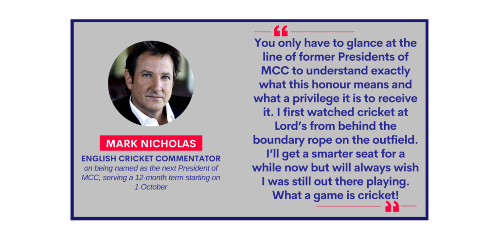 Mark Nicholas, English Cricket Commentator on May 4, 2023