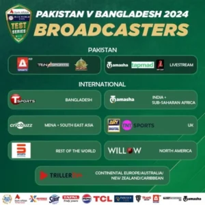 PCB: Broadcasters confirmed for Pakistan v Bangladesh Test series