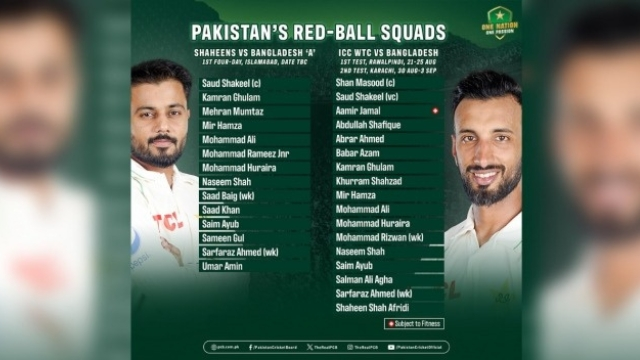 PCB: Pakistan squad for Bangladesh Tests announced