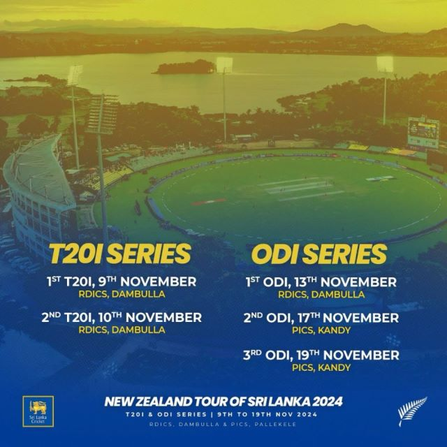 SLC: New Zealand tour of Sri Lanka 2024 – White Ball Series | Fixtures