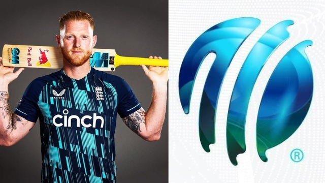 Ben Stokes and ICC Logo