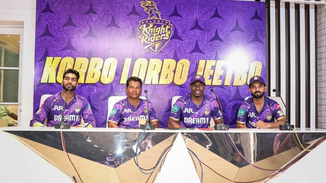 Ajinkya Rahane, Dwayne Bravo, Chandrakant Pandit, Venkatesh Iyer