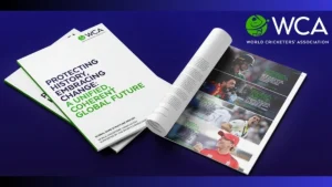 World Cricketers’ Association (WCA) report titled "Protecting History, Embracing Change: A Unified, Coherent Global Future" shown with images of international cricketers and the WCA logo