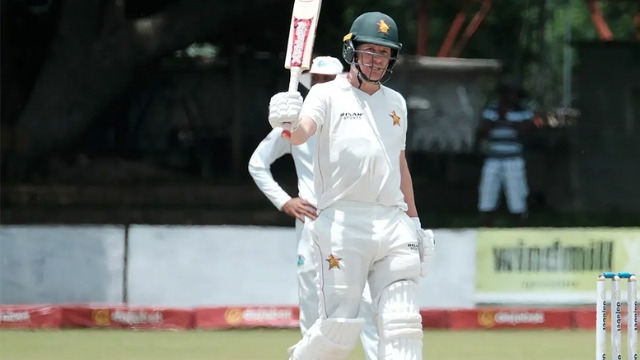 Gary Ballance raises his bat while playing for Zimbabwe, now appointed as coaching consultant for the Test match against England.