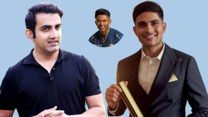 Gautam Gambhir, Sai Sudharsan, and Shubman Gill featured together, representing prominent Indian cricket personalities across different roles and formats.