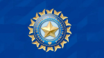 Official logo of the Board of Control for Cricket in India (BCCI) displayed on a blue background, representing Indian cricket's governing body.