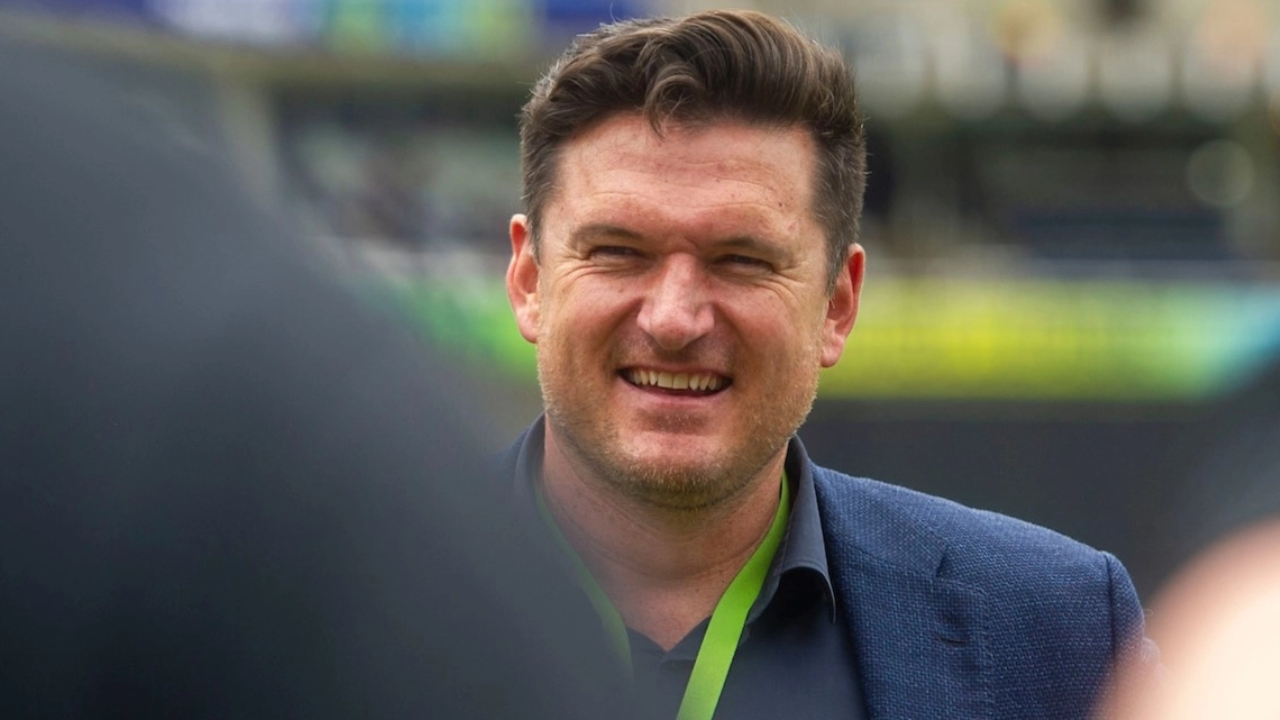 Graeme Smith, SA20 League Commissioner, smiling during an appearance at the WTC Final event.