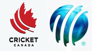 Logos of Cricket Canada and the International Cricket Council (ICC) displayed side by side, suggesting a partnership or international cricket collaboration.