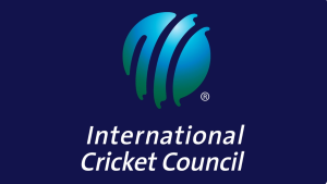 Official logo of the International Cricket Council (ICC) on a dark blue background