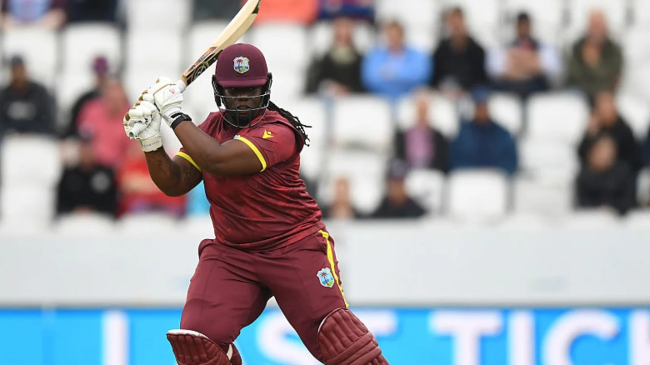 West Indies cricketer Qiana Joseph playing a shot during a women's international match, showcasing her batting action on the field.