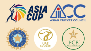 Asia Cup and Asian Cricket Council (ACC) logos displayed alongside logos of BCCI, PCB, and UAE Cricket Board, representing key Asian cricket governing bodies.