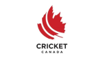 Cricket Canada official logo featuring a stylized red maple leaf combined with cricket ball seam elements on a white background.
