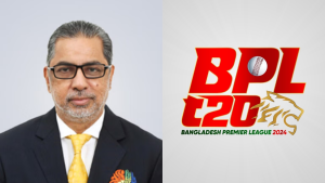Portrait of Mahbub Anam alongside the official Bangladesh Premier League (BPL) T20 2024 logo.