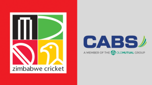 Zimbabwe Cricket logo alongside CABS logo, a member of the Old Mutual Group, indicating sponsorship or partnership.
