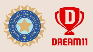 Logos of the Board of Control for Cricket in India (BCCI) and Dream11, representing their sponsorship and partnership in Indian cricket.