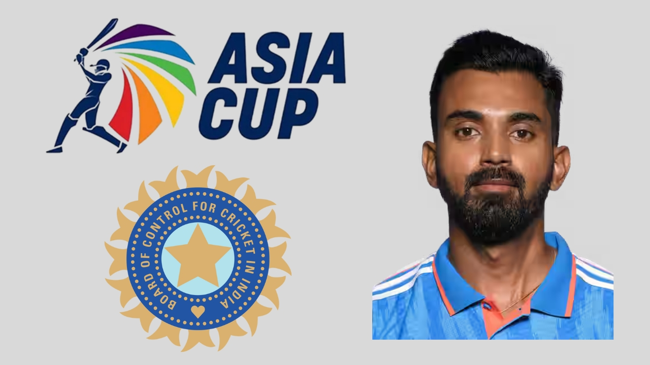 KL Rahul with BCCI and Asia Cup 2025 logos in the background