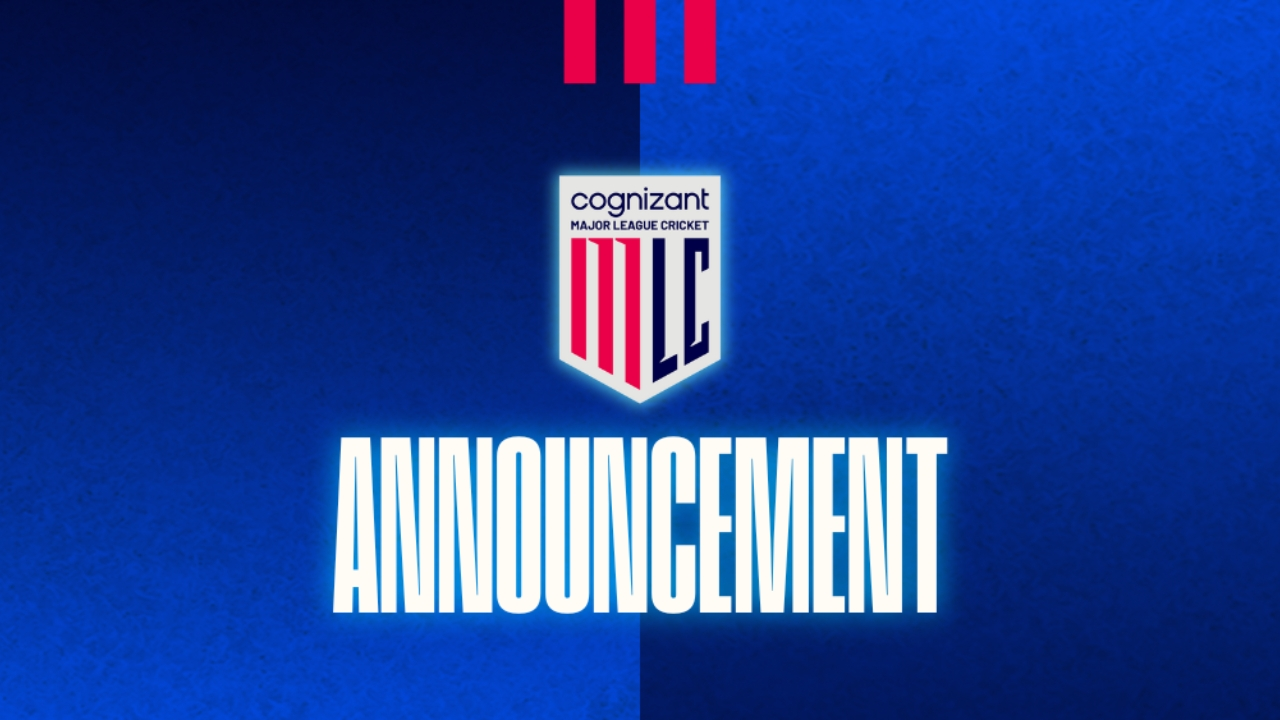 Major League Cricket (MLC) logo on a blue background with the word "Announcement" displayed prominently below.