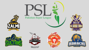 Logos of Pakistan Super League (PSL) 2025 and its six franchises: Peshawar Zalmi, Multan Sultans, Lahore Qalandars, Islamabad United, Quetta Gladiators, and Karachi Kings.