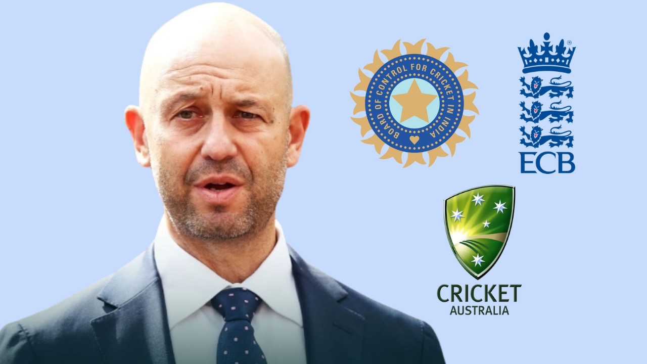 Todd Greenberg pictured with logos of Cricket Australia, BCCI (Board of Control for Cricket in India), and ECB (England and Wales Cricket Board) on a light blue background.