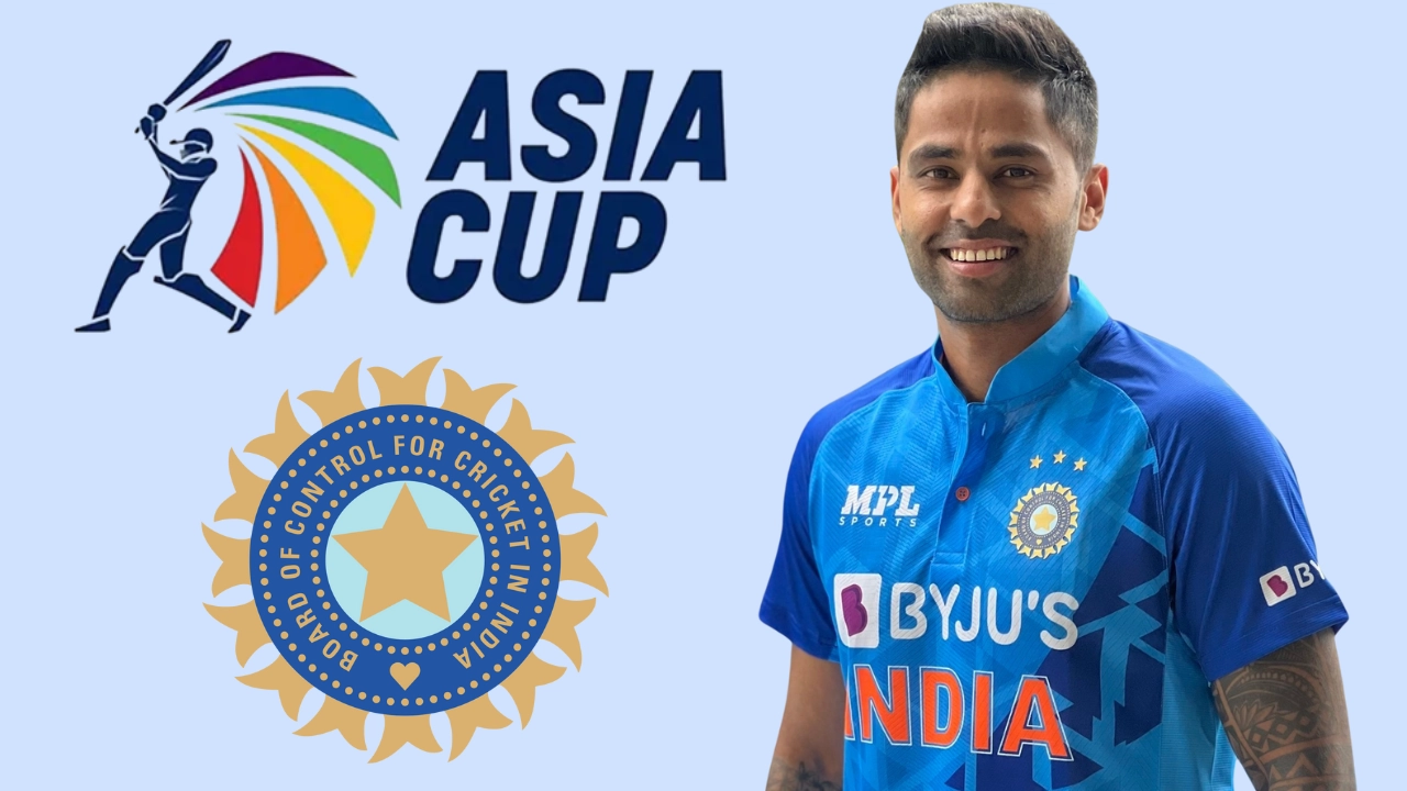 Surya Kumar Yadav in India jersey with Asia Cup 2025 and BCCI logos in the background