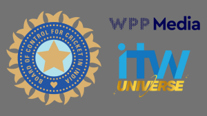 Logos of BCCI, WPP Media, and ITW Universe representing collaboration in sports marketing and cricket promotions