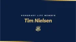 Tim Nielsen awarded Honorary Life Membership by SACA, official announcement graphic with SACA Member badge