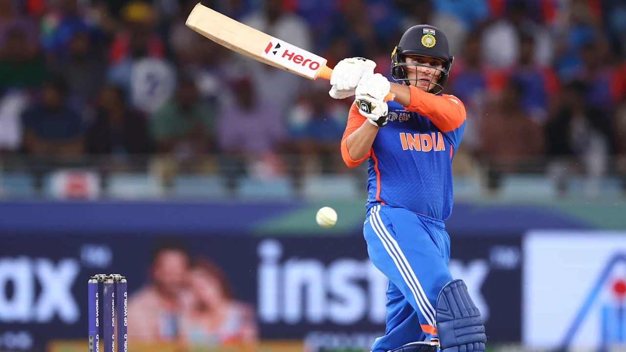 India's Abhishek Sharma plays a shot during an international cricket match