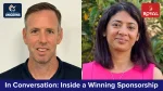David White and Mayuri Mukherjee in a promotional image for a sponsorship conversation between San Francisco Unicorns and Royal by LT Foods