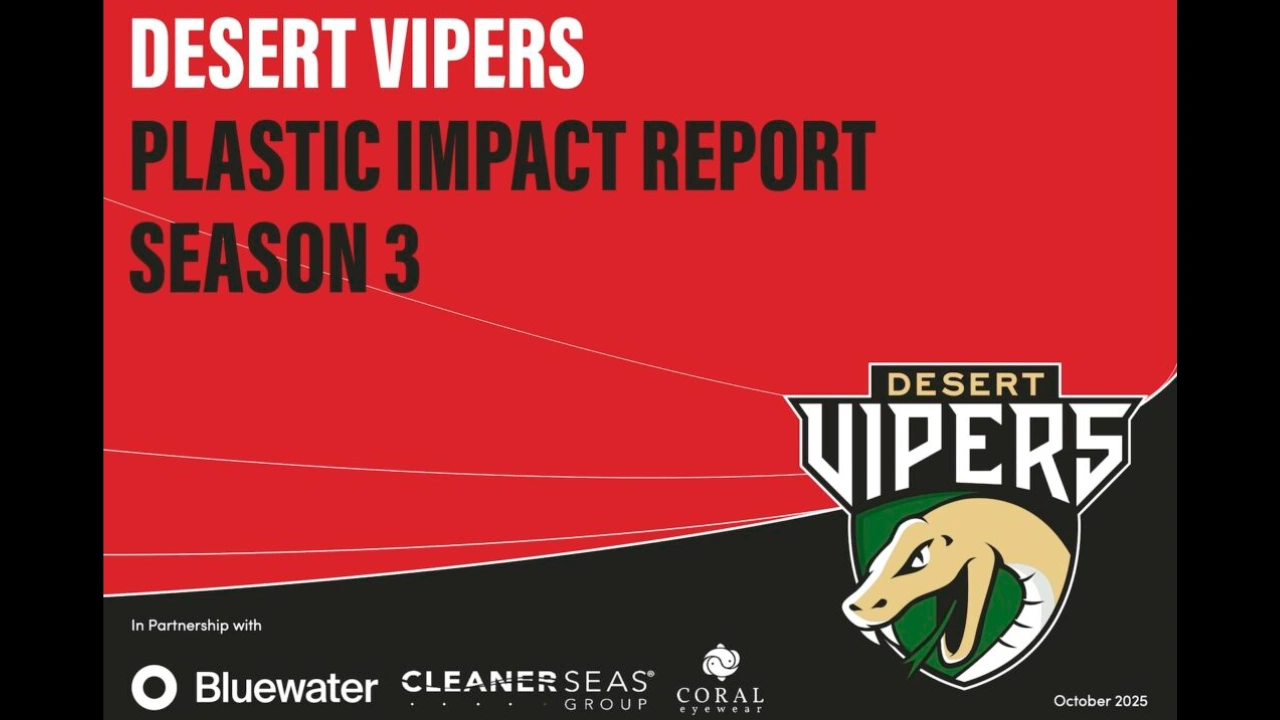 Desert Vipers Plastic Impact Report Season 3 cover with team logo and sustainability partners